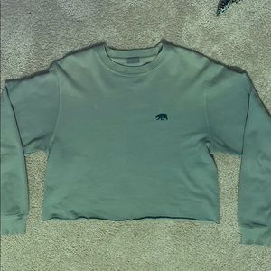 Brandy Melville Green Cropped Bear Crewneck
